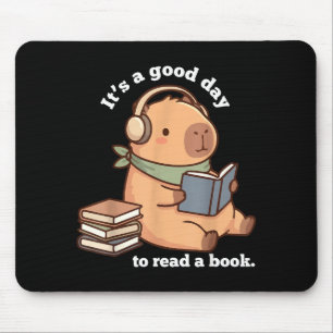 Tapis De Souris Capybara drôle lisant un livre de lecture mignon p