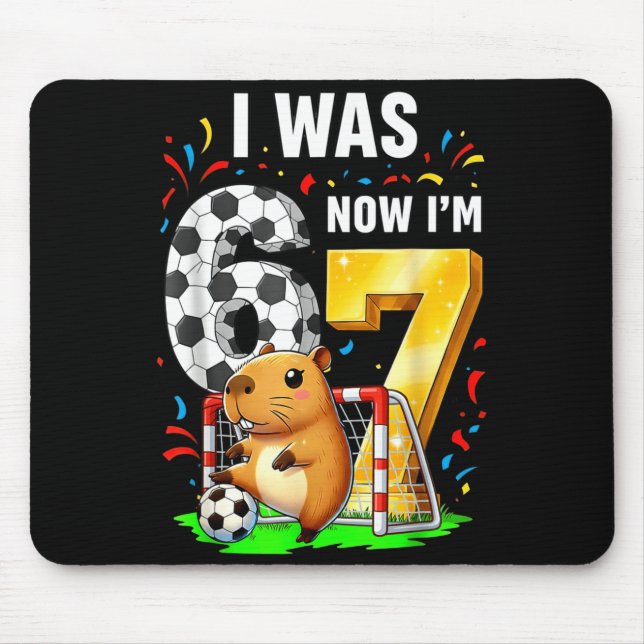 Tapis De Souris Capybara Football Anniversaire J'avais 6 ans Maint (Devant)