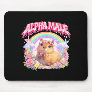 Tapis De Souris Capybara mignon arc-en-ciel floral drôle pour homm