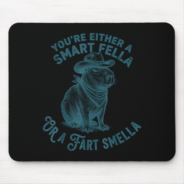 Tapis De Souris Capybara Smart Fella Fart Smella Funny Cowboy Humo (Devant)