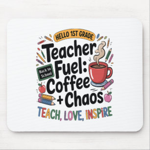 Tapis De Souris Carburant pour Enseignant Café Chaos Retour à l'Éc