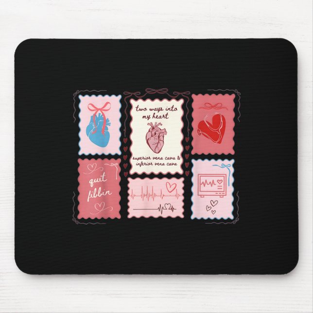 Tapis De Souris Cardiac Nurse Scalloped Stamp Heart Anatomy Coquet (Devant)