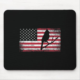 Tapis De Souris Cardinal Bird 4 juillet American Flag America Pa