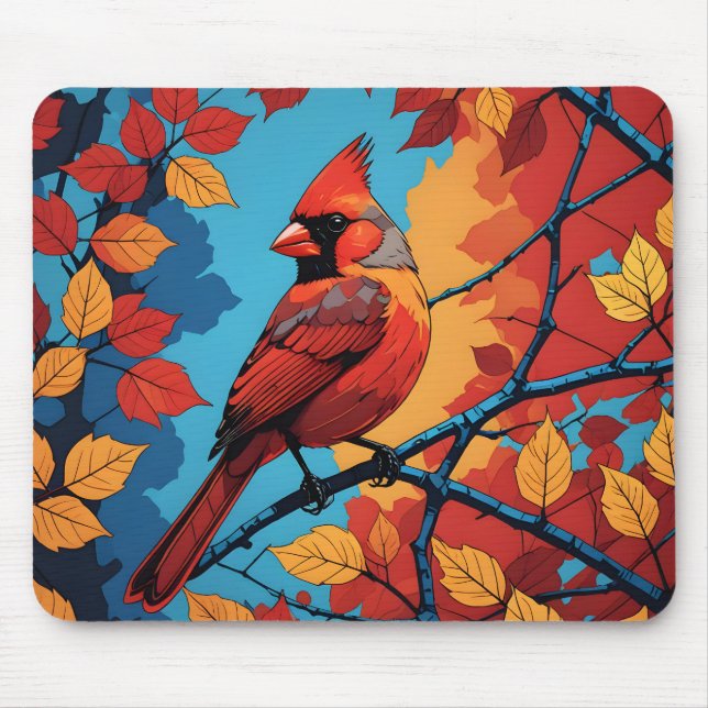 Tapis De Souris Cardinal en Automne (Devant)