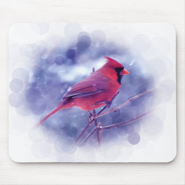 Tapis De Souris Cardinal rouge au Blizzard (Devant)
