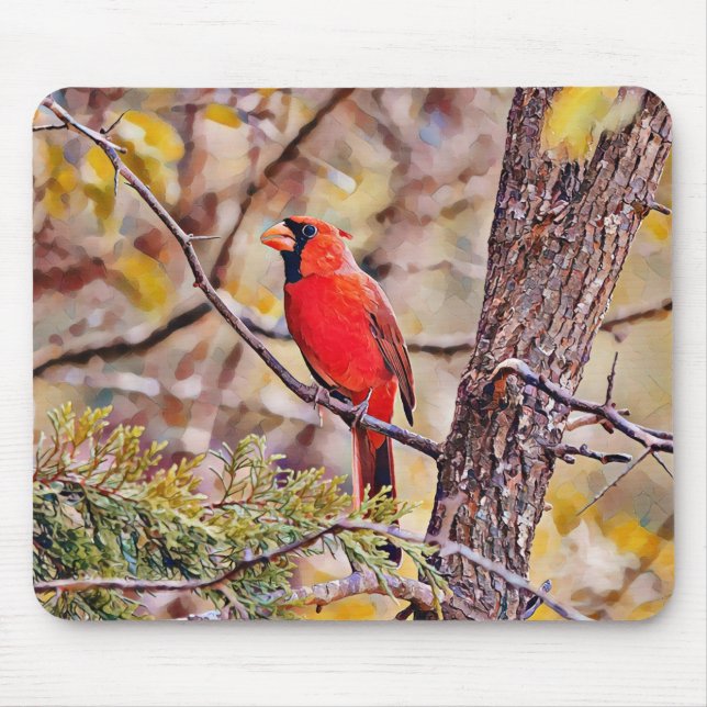 Tapis De Souris Cardinal Rouge - Cardinal Oiseau Art - Souris (Devant)