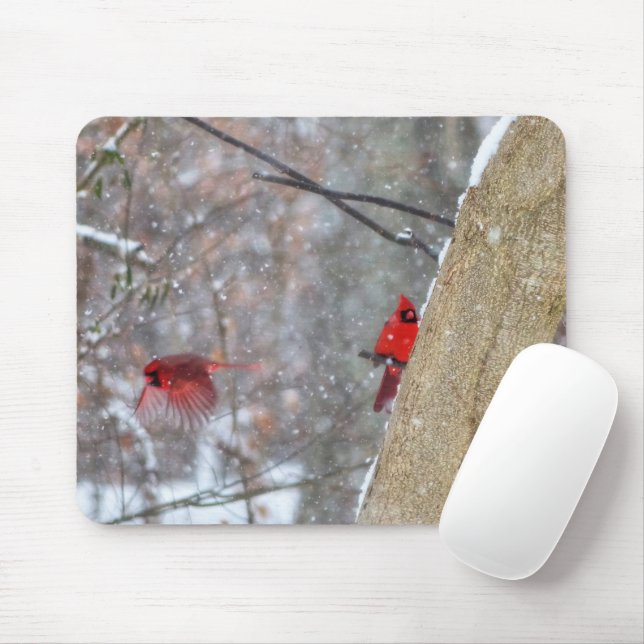 Tapis De Souris Cardinaux dans la neige (Avec souris)