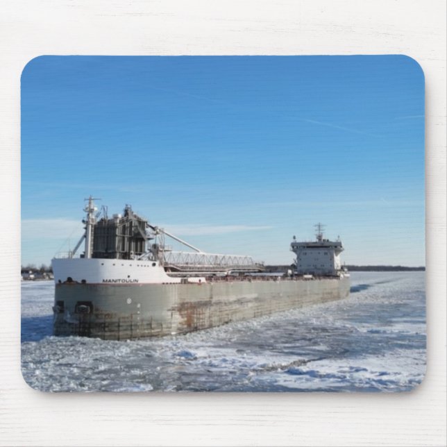Tapis De Souris Cargo d'hiver Manitoulin Grands Lacs Navire (Devant)