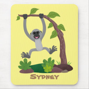 Tapis De Souris Caricature de bande de gibbon joyeux