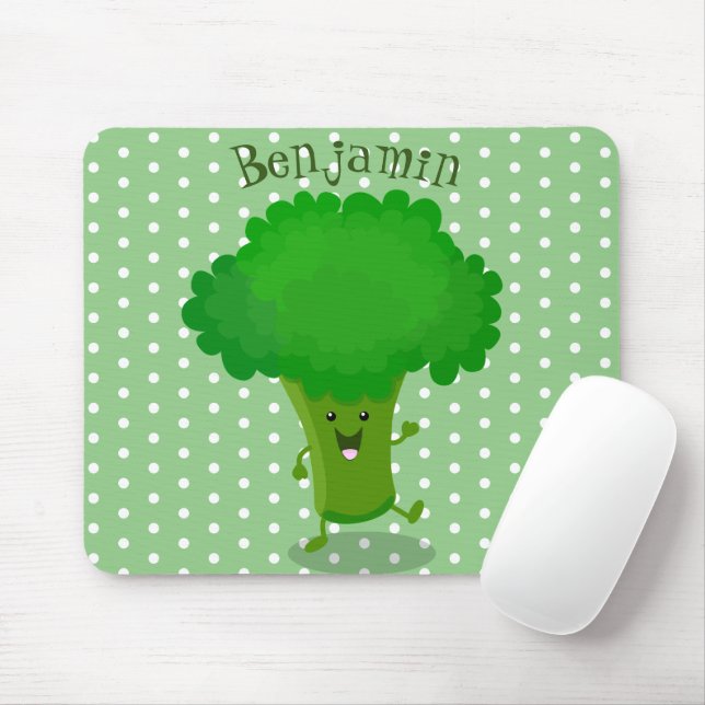 Tapis De Souris Caricature de brocoli dansant Cute kawaii (Avec souris)
