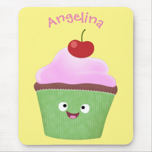 Tapis De Souris Caricature de cupcake joyeux