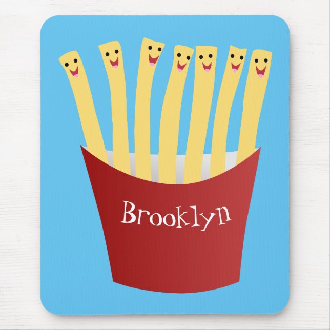Tapis De Souris Caricature de frites Cute kawaii fast food (Devant)