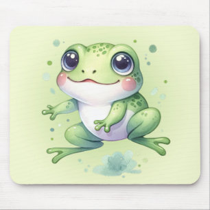 Tapis De Souris Caricature de la grenouille verte mignonne