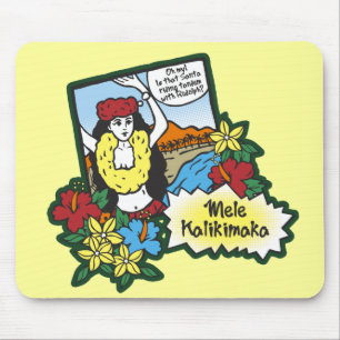 Tapis De Souris Caricature de Noël hawaïen de Hula Girl Mele Kalik