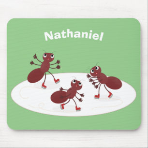 Tapis De Souris Caricature de patinage sur glace de Happy red four