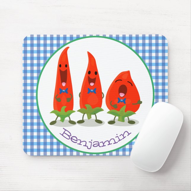 Tapis De Souris Caricature de piments chantants mignons (Avec souris)