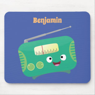 Tapis De Souris Caricature de radio rétro amusante