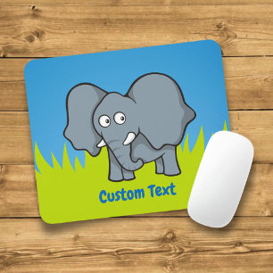 Tapis De Souris Caricature d'éléphant gris pavé de souris