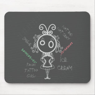 Tapis De Souris Caricature déplaisante Kawaii Tattoo Girl