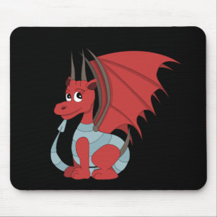 Tapis De Souris Caricature Dragon Rouge