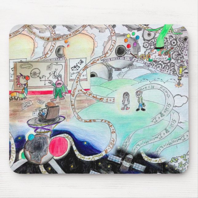 Tapis De Souris Caricature mathématique humour - étudiant, enseign (Devant)