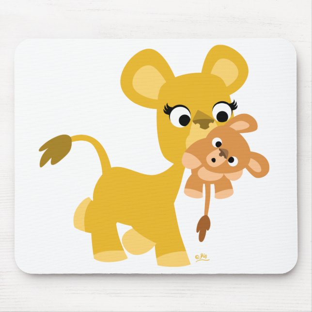 Tapis De Souris Caricature Mère Lion et Cub mousepad (Devant)
