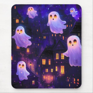 Tapis De Souris Caricature mignonne Halloween Fantômes de vol de m