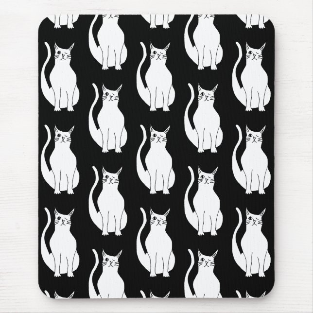 Tapis De Souris Caricature Motif noir chat (Devant)