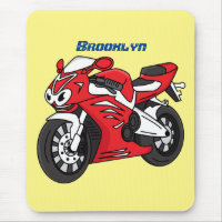 Caricature moto de sport rouge mou