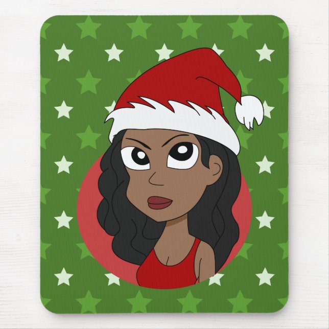 Tapis De Souris Caricature pour fille de Noël (Devant)