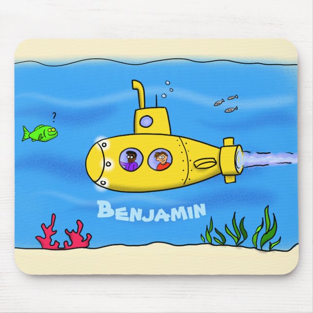 Tapis De Souris Caricature sous-marine joyeuse (Devant)