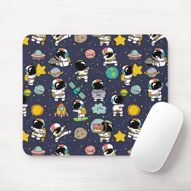 Tapis De Souris Caricature spatiale astronaute (Avec souris)
