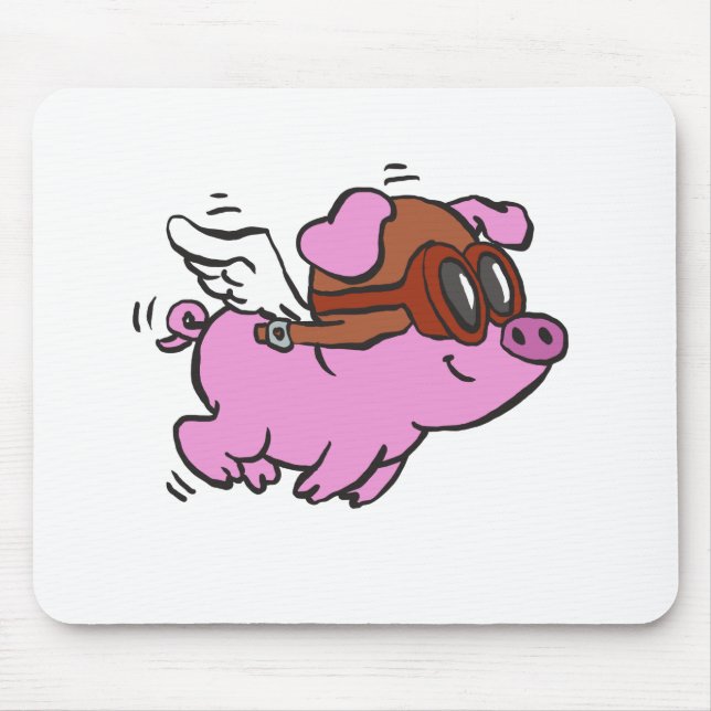 Tapis De Souris Caricature volante de cochon rose | choisir la cou (Devant)