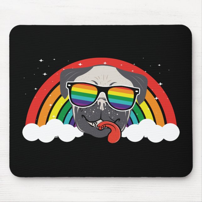 Tapis De Souris Carlin arc-en-ciel mignon (Devant)