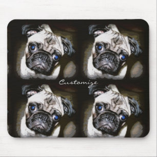 Tapis De Souris carlin aux yeux bleus mignon face Thunder_Cove