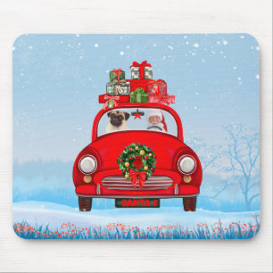 Tapis De Souris Carlin Chien En Voiture Avec Le Père Noël
