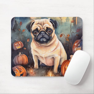 Tapis De Souris Carlin d'Halloween avec la peur Citrouille