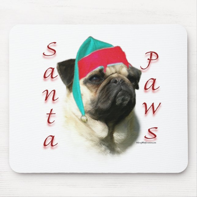 Tapis De Souris Carlin (fawn) Père Noël Paws (Devant)