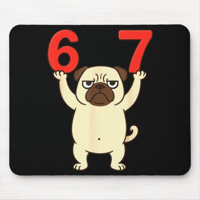 Tapis De Souris Carlin Pug Drôle 67 Mème Six Sept  (Devant)
