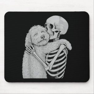 Tapis De Souris Carlin squelette câlin Halloween amateur de chien