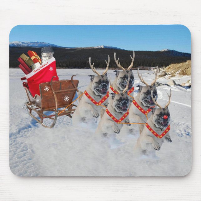Tapis De Souris Carlins de renne tirant Sleigh Mousepad de Père (Devant)