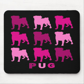 Tapis De Souris Carlins roses sur Mousepad noir