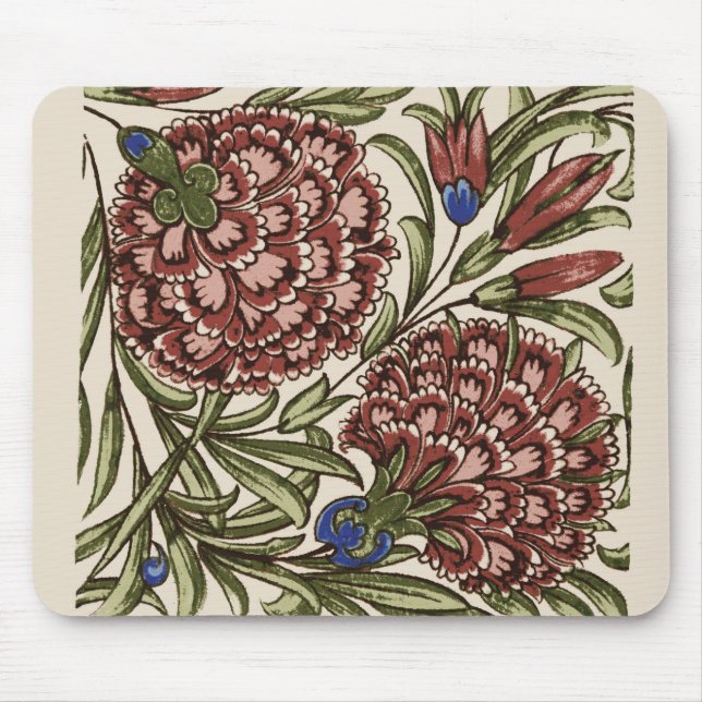 Tapis De Souris Carnation Tile Fleur Art antique (Devant)