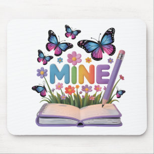 Tapis De Souris carnet "MINE" Papillon & Fleurs