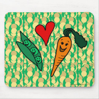 Tapis De Souris Carottes d'amour de pois, conception verte et