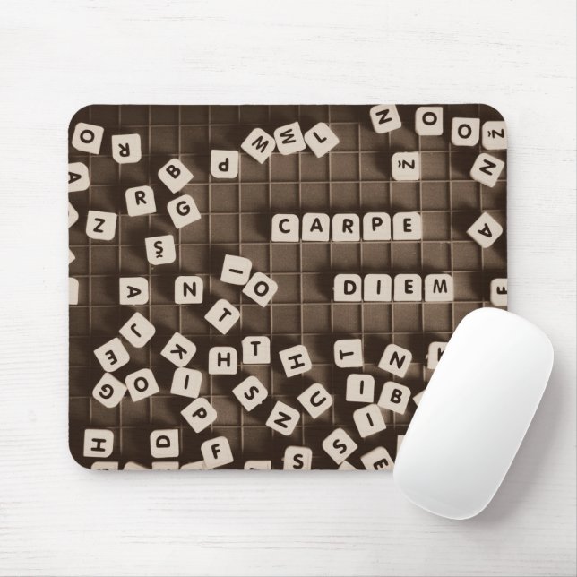 Tapis De Souris Carpe Diem Carreaux de lettre rayée (Avec souris)