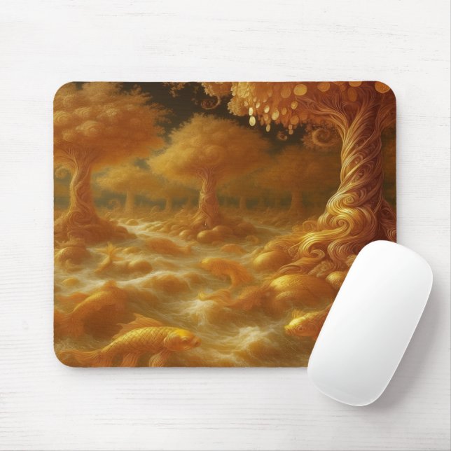 Tapis De Souris Carpe Koi Dorée (Avec souris)