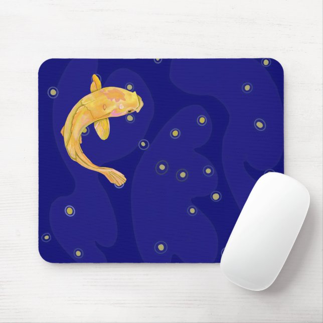 Tapis De Souris Carpes koï sur fond bleu foncé (Avec souris)