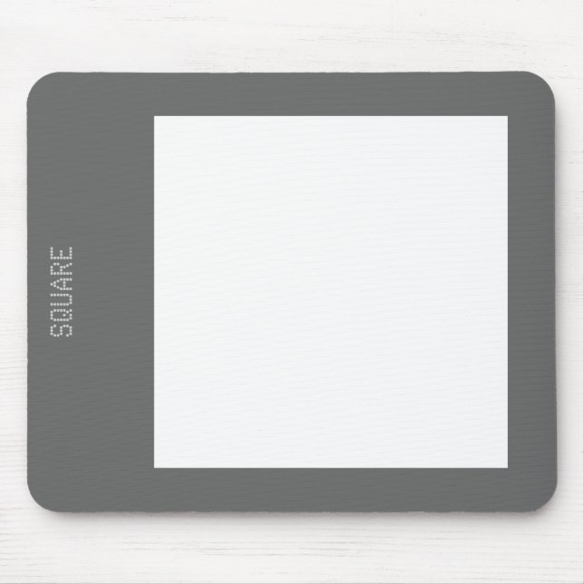 Tapis De Souris Carré - Blanc sur gris (Devant)