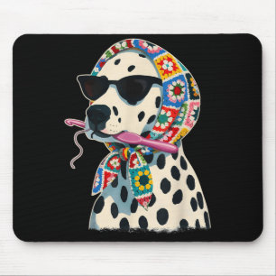 Tapis De Souris Carré de grand-mère dalmatien drôle de chien dalma